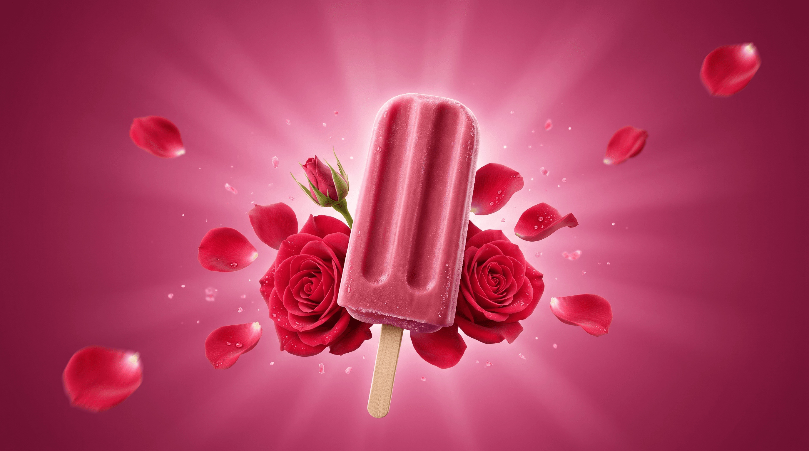 Red rose candy with rose-inspired motifs