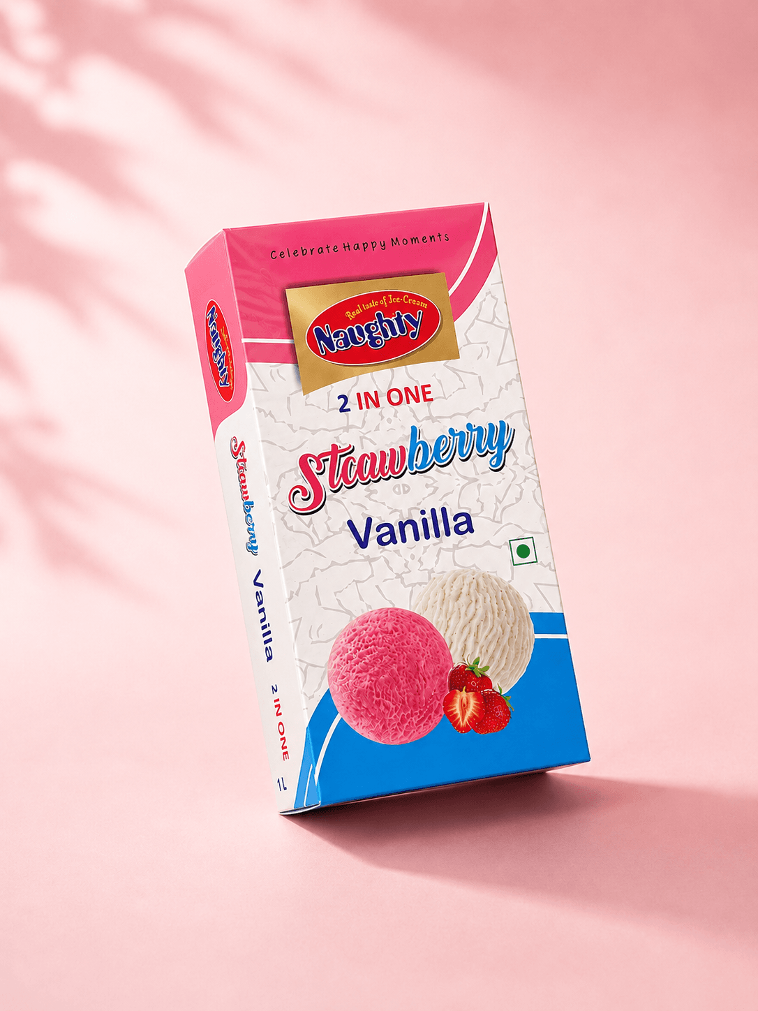 2-in-1 strawberry and vanilla 1L family pack